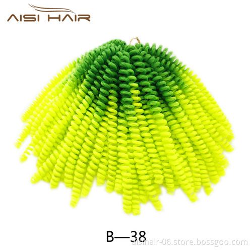 Aisi Hair Spring Twist Crochet Braids Ombre Braiding Hair 8 Inch Synthetic Hair Extensions Braids Curly Twists Fluffy